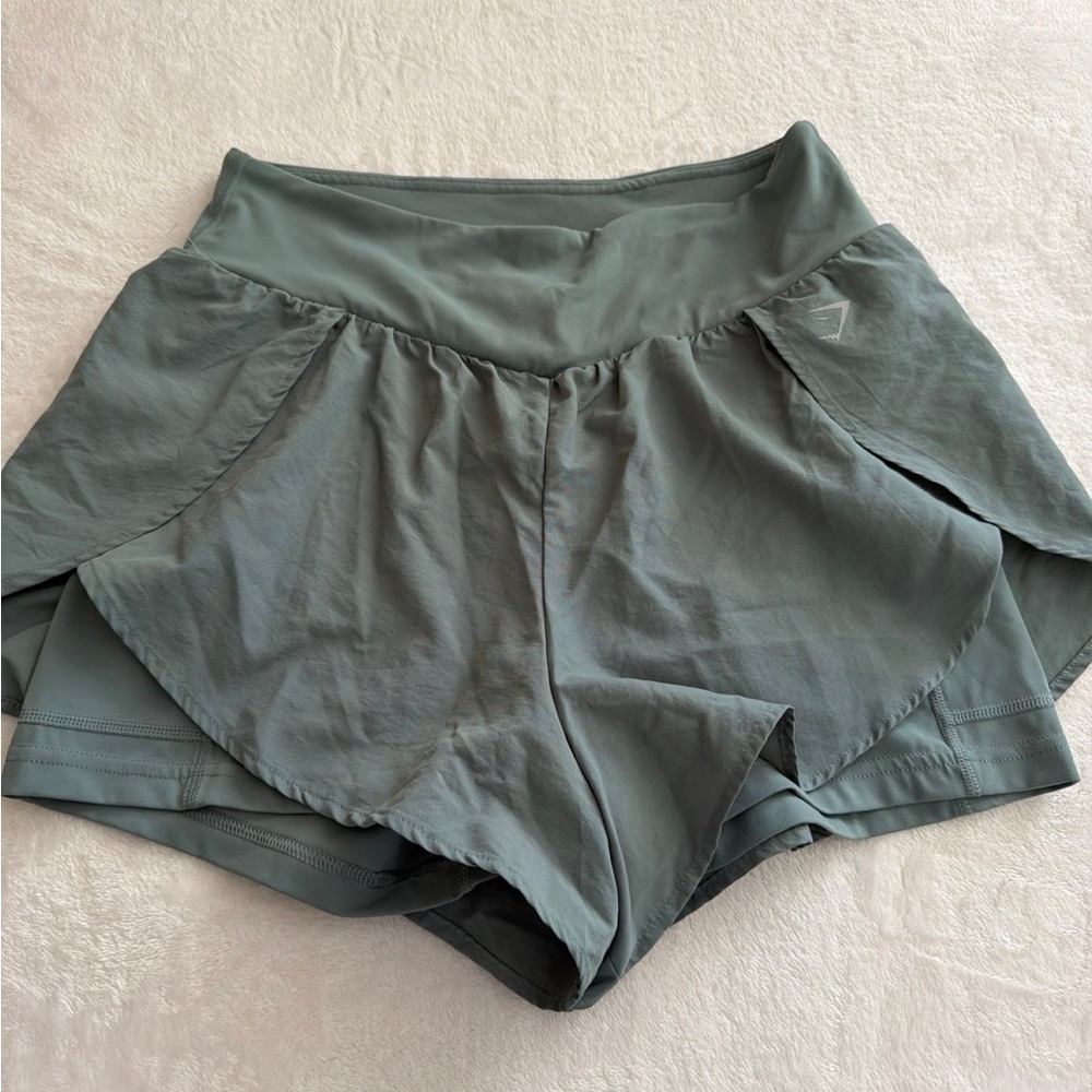 Gymshark 2-in-1 Running Shorts Titanium Blue size M - Picture 2 of 5